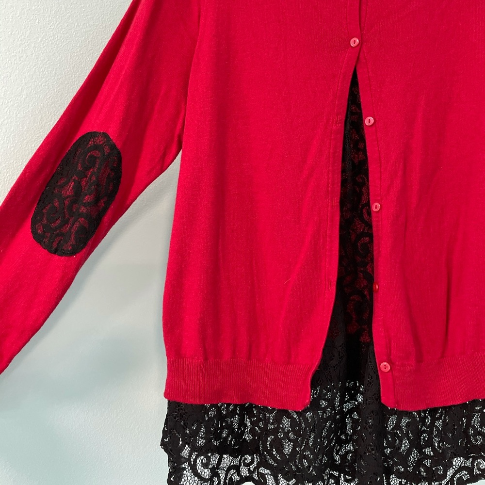 Torrid red sweater with black lace